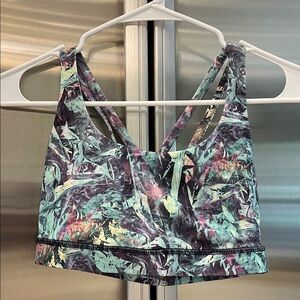 Lululemon Printed Strappy Sports Bralette - Mint & Purple